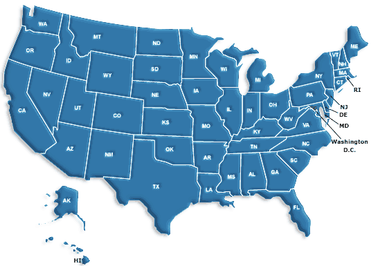 Map of our state specific Online Mortgage Education courses